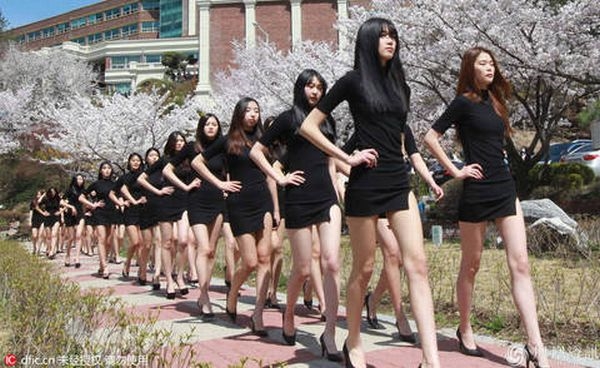 大徳大学 韓国 モデル科の女子生徒たちが脚線美を披露